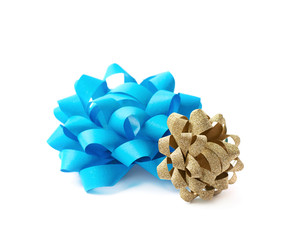 Decorational ribbon gift bow isolated