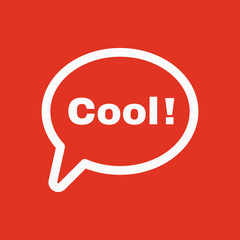 The speech bubble with the word cool icon. Internet and  chat, online symbol. Flat