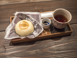 beef, pork steamed stuff bun and tea set