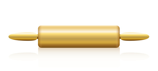 Golden rolling pin. Isolated illustration over white background.