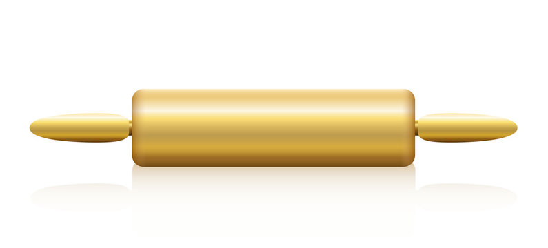 Golden rolling pin. Isolated illustration over white background.