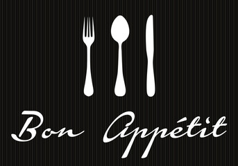 Bon appétit. Black and white tablecloth