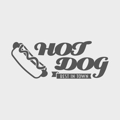 Hot dog label concept. Best in town hot dog vector logo or badge