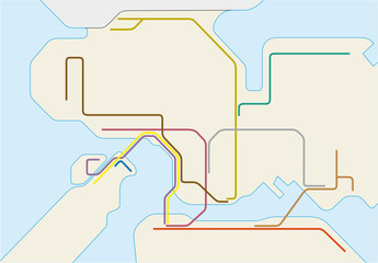 Obraz premium Route map of the Hong Kong metro
