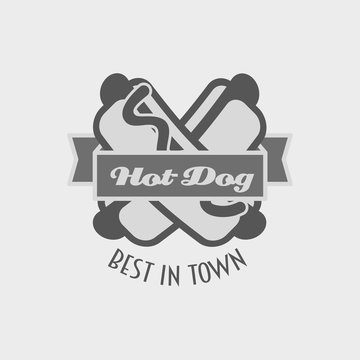 hot dog vector logo or label, fast food, junk food
