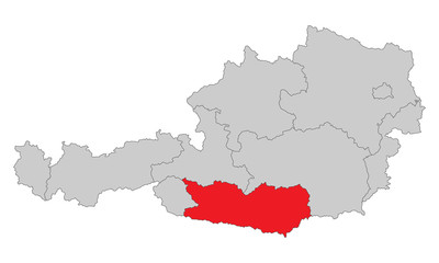 Österreich - Kärnten (Vektor in Rot)