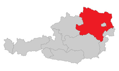 Österreich - Niederösterreich (Vektor in Rot)