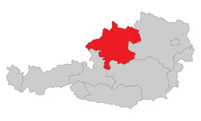 Österreich - Oberösterreich (Vektor in Rot)