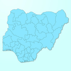 Nigeria map on blue degraded background vector