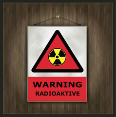 blackboard sign warning radioactive wood vector