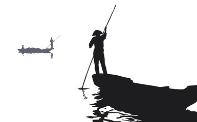 Fisher boat vector