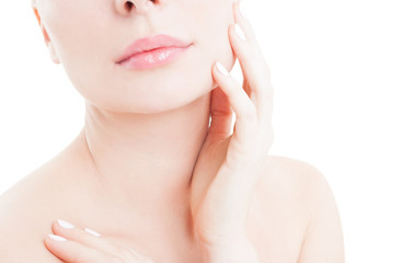 Obraz na płótnie Canvas Woman touching her cheek as skin care concept