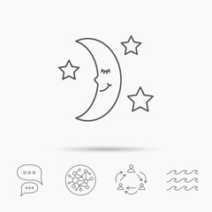 Night or sleep icon. Moon and stars sign.