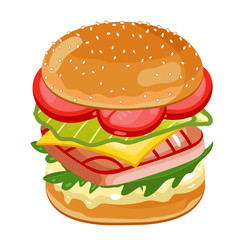 Fish Burger on white background.
