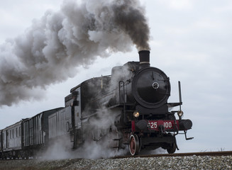 Plakat vintage black steam train