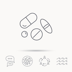 Pills icon. Medicine tablets or drugs sign.