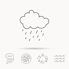 Rain icon. Water drops and cloud sign.