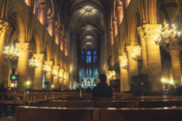 Fototapeta na wymiar Interiors of Notre Dame, Paris