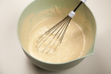 Preparing batter for pancakes