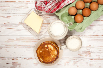 High pile of delicious pancakes