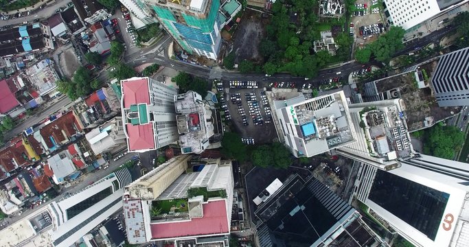 Aerial view of Kuala Lumpur city in Malaysia capital, tall buildings.