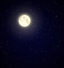 Naklejka premium Moon on a starry dark blue night sky vector