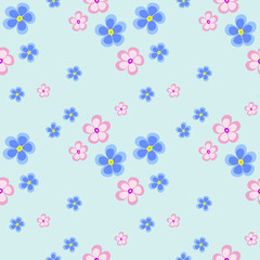 Fototapeta na wymiar Seamless floral vector pattern. Symmetrical background with daisies on the white backdrop