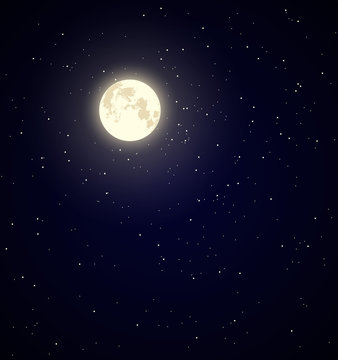 Moon on a starry dark blue night sky vector