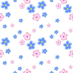 Fototapeta na wymiar Seamless floral vector pattern. Symmetrical background with daisies on the white backdrop