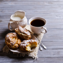 Round cake with cream