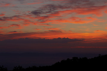 Multicolored sky Doi Chang Chiang Rai.