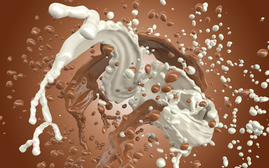 white and brown chocolate splash isolated on brown