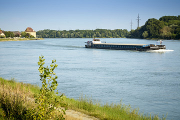 Barge on the blue Danube