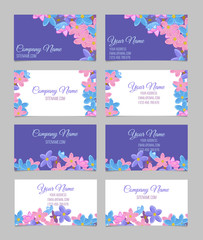 Set of four double-sided floral business cards
