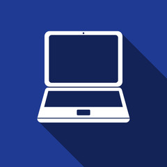 Laptop icon with long shadow.