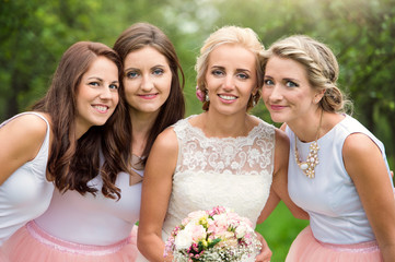 Bride with bridesmaids