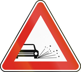 Road sign used in Slovakia - Loose chippings