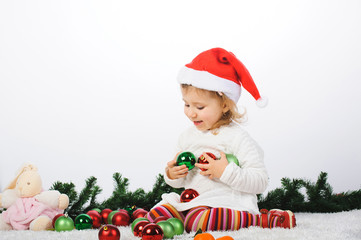 Girl with Christmas Balls