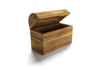 Open wooden chest isolated on the white