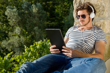 man with tablet pc