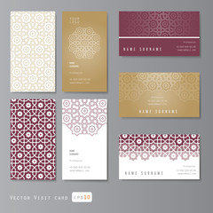 Fototapeta na wymiar Visit cards set with arabic ornament