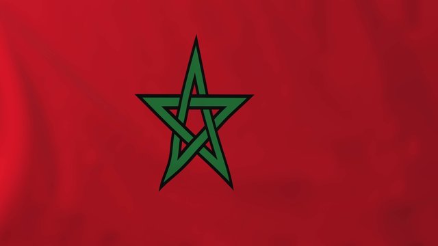 Flag of Morocco, slow motion waving. Rendered using official design and colors.