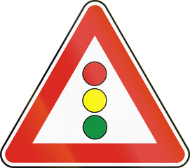 Road sign used in Slovakia - Traffic lights