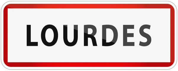 City of Lourdes Traffic Sign in France Illustration