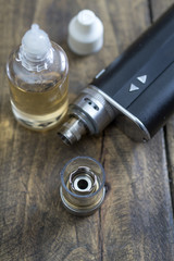 advanced vaping device on the table, e-cigarette