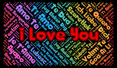 I Love you in different languages word cloud