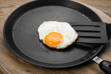 Fried eggs on a pan