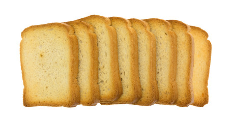 Several slices of biscotte isolated on a white background