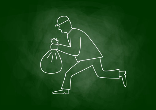  Drawing of thief on blackboard
