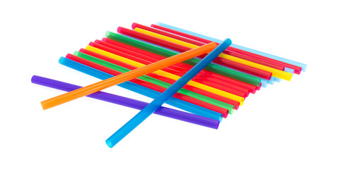 Jumbo sized smoothie milkshake straws on white background